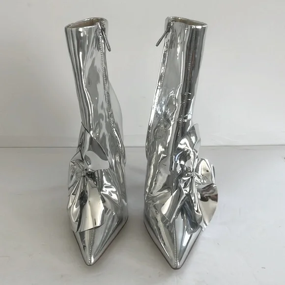 SAM EDELMAN $200 Esmae Stiletto Ankle Metallic Bootie Floral Detail Size 7.5 NEW - Picture 8 of 12